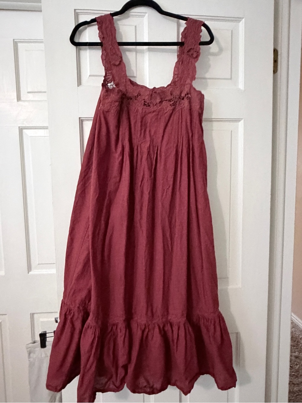 Anthropologie Sleeveless Dusty Rose Ruffle-Hem Casual Dress